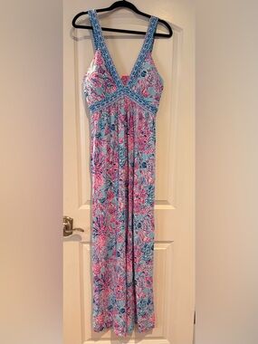 Lilly Pulitzer Pink & Blue Floral Maxi Dress